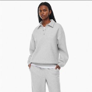 Tna Cozy Fleece Boyfriend Polo Sweatshirt